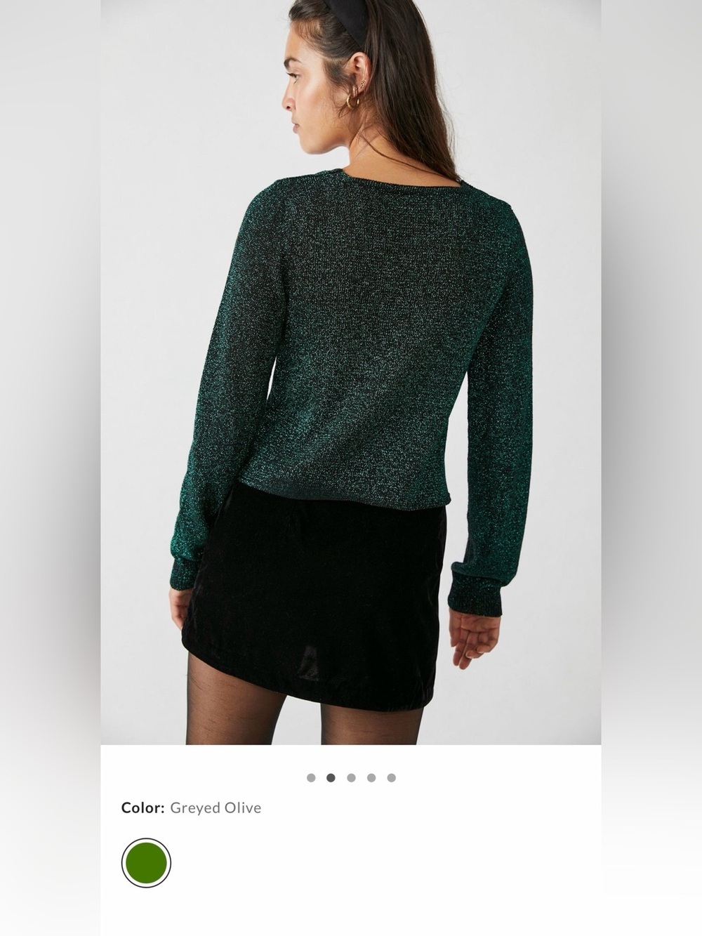 Large free people emmaline metallic cardigan sweater sparkly green - Picture 6 of 15